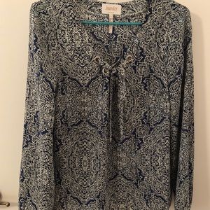 Laundry Blue and White Paisley Blouse